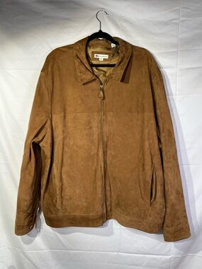 Men's Brown Suede Bomber Jacket - Classic Zip Front